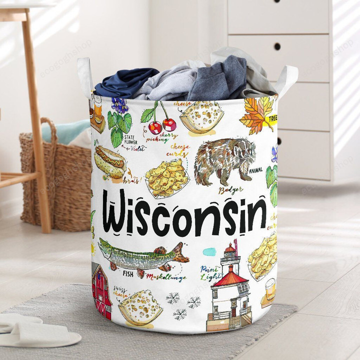Beautiful State Wisconsin Animal Food  Laundry Basket