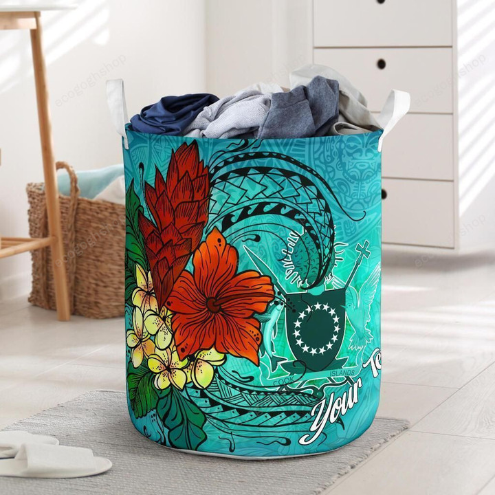 Cook Islands Tropical Flowers Style Laundry Basket