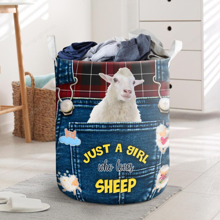 Just A Girl Who Loves Sheep Jeans Laundry Basket