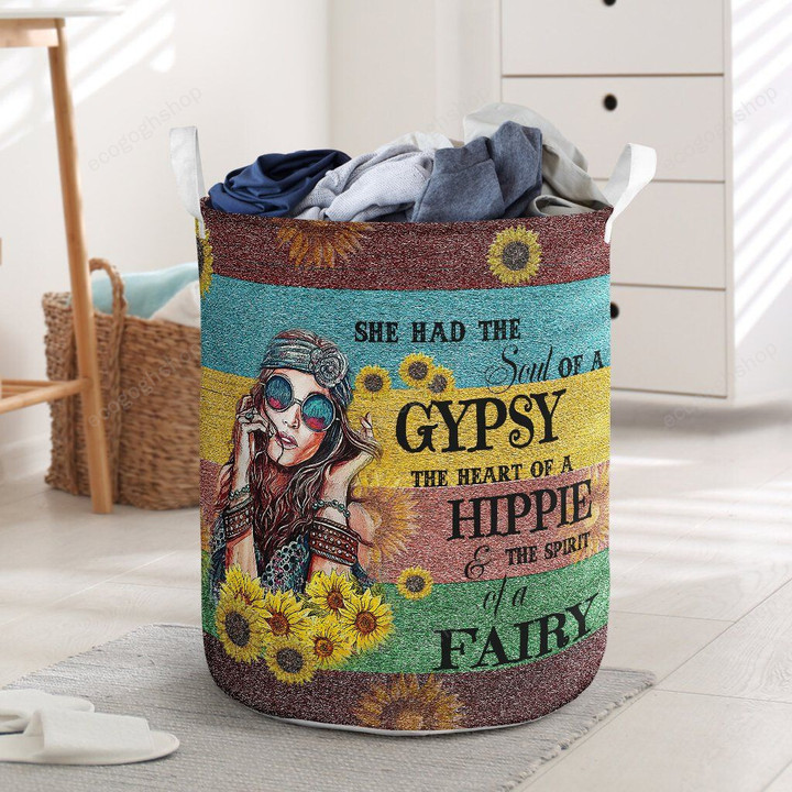Hippie Girl Sunflowers Had The Soul Laundry Basket