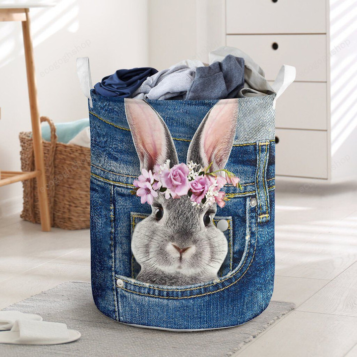 Rabbit In The Jean Pocket  Laundry Basket