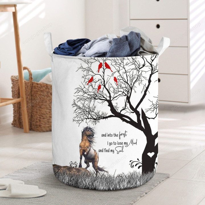 Love Horse Tree And Red Birds  Laundry Basket