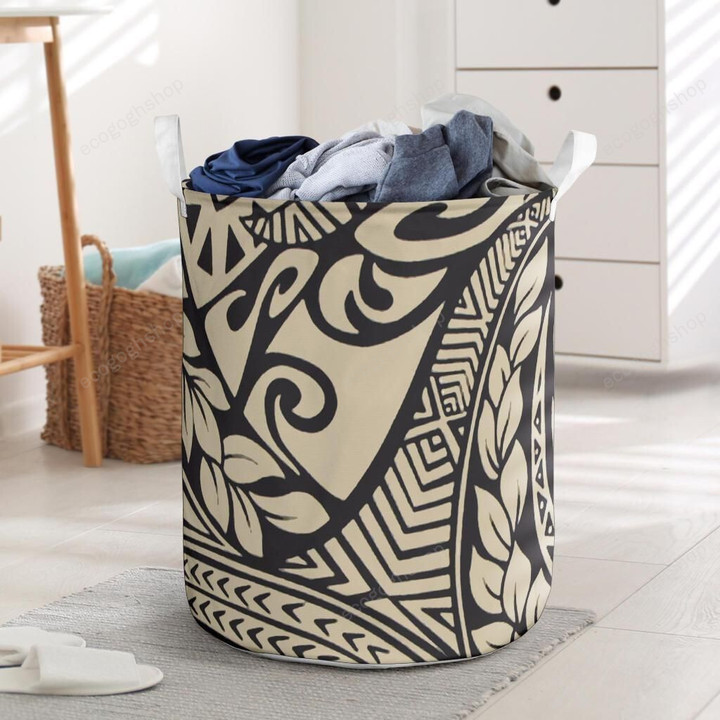 Polynesian Leaves And Flower Laundry Basket