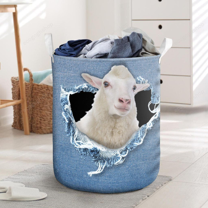 Funny White Sheep Jeans  Laundry Basket