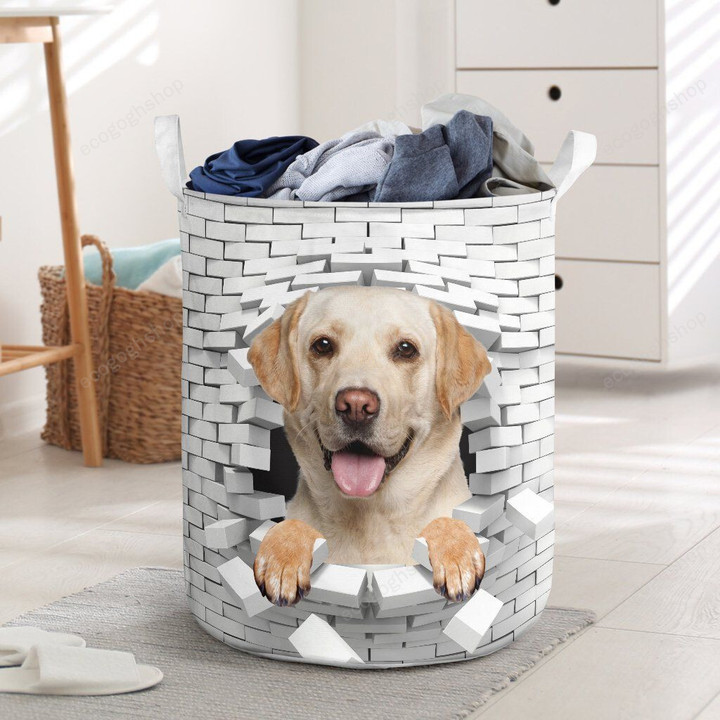 Labrador In The Hole Of Wall Laundry Basket