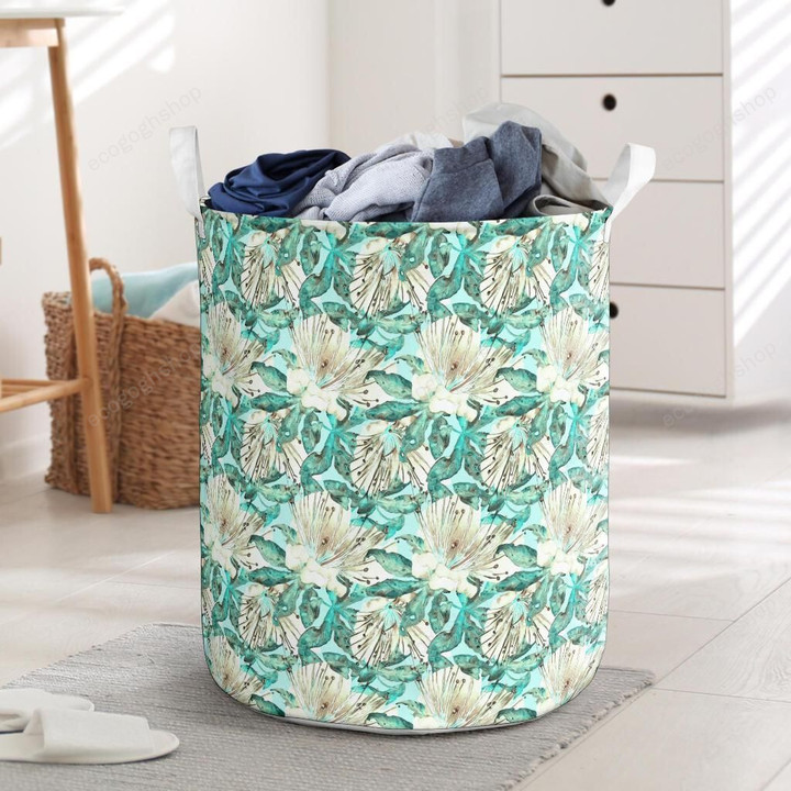 Hawaii Tropical Blue White Hawaii Laundry Basket