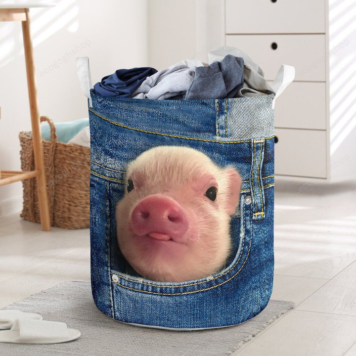Pig In The Jean Pocket  Laundry Basket