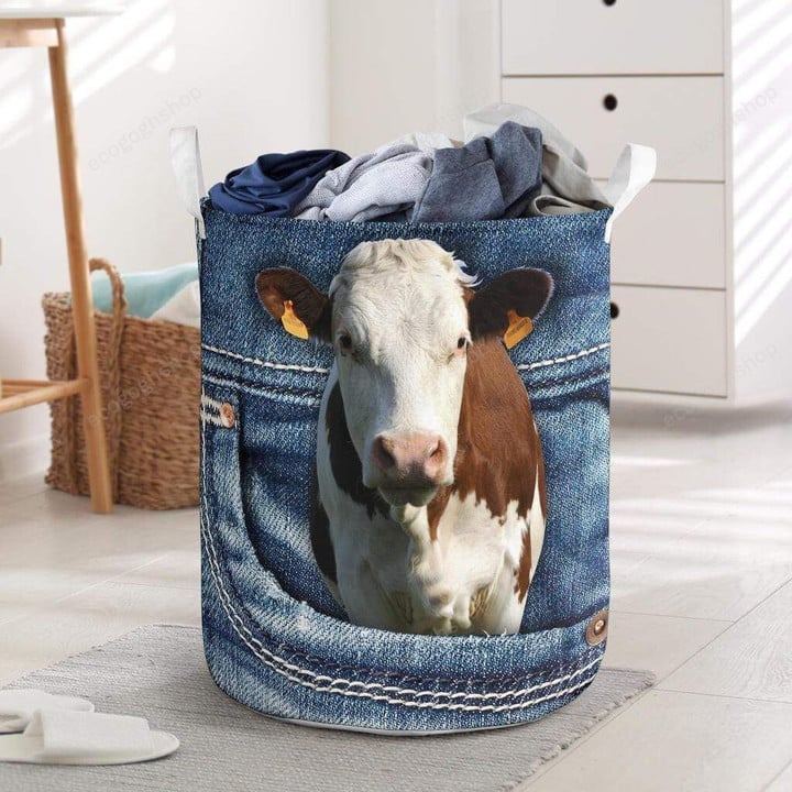Dairy Cow Jeans Pocket Laundry Basket