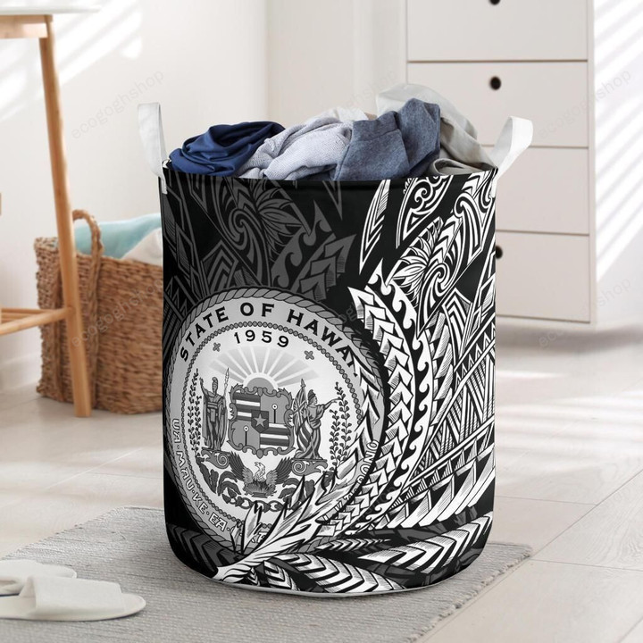 Seal Of Hawaii Logo With Wings Style Laundry Basket