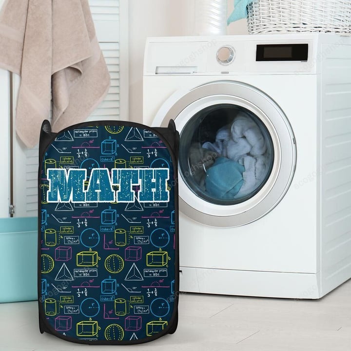 Math Black Seamless  3D Laundry Basket