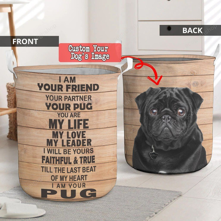 Pug Dogs Friend of Life Custom Photo Laundry Basket