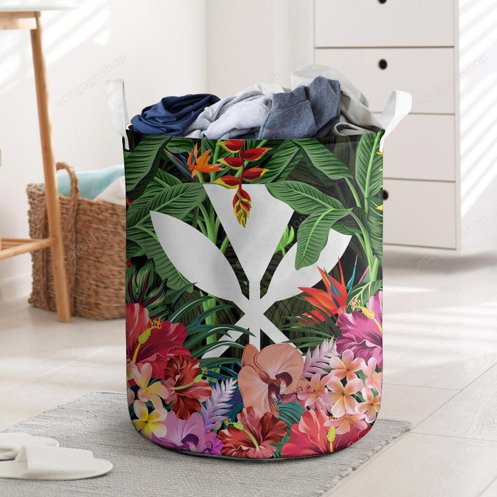 Coat Of Arms Tropiacal Hibiscus And Orchid  Laundry Basket