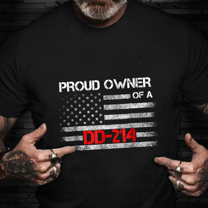 Proud Owner Of A DD-214 Shirt Old Retro American Flag T-Shirt Veterans Day Gifts For Husband