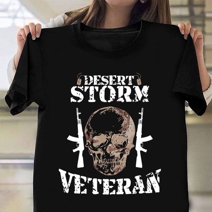 Desert Storm Veteran Shirt Skull Camo Veterans Day Shirts Military Retirement Gift Ideas