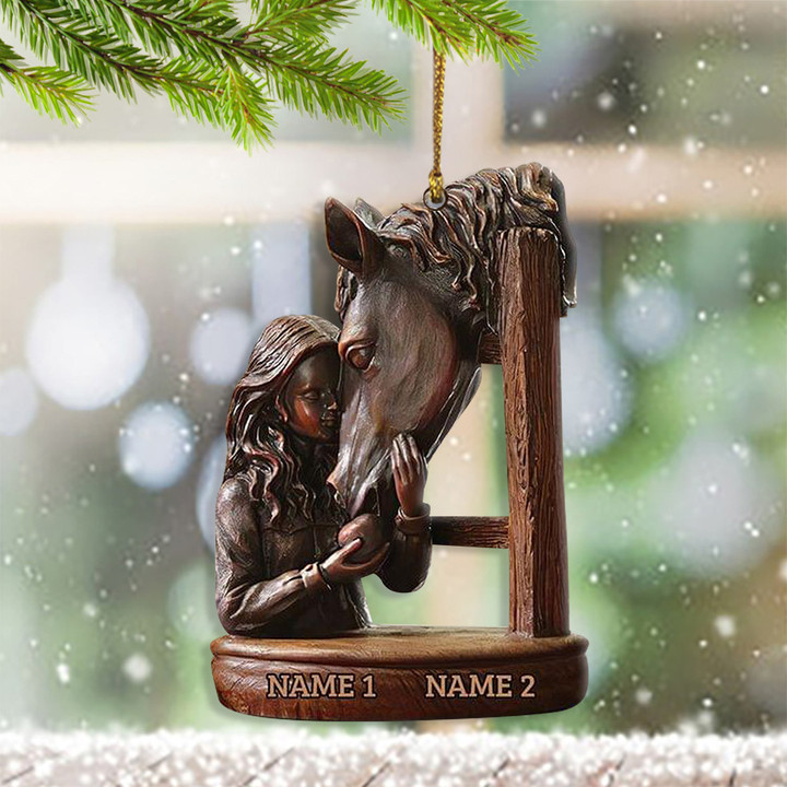 Personalized Girl With Horse Ornament Christmas Ornament Hanger Christmas Gifts For Horse Lover