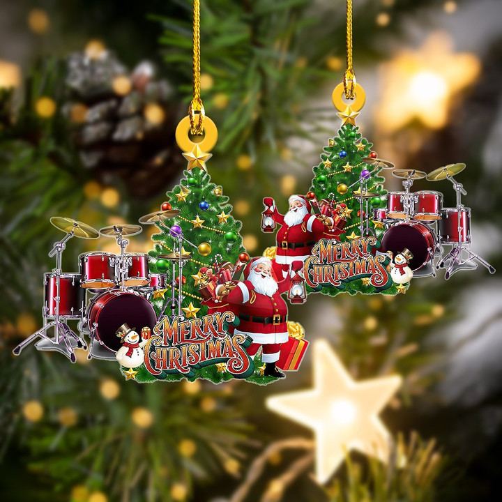 Drum Merry Christmas Ornament Santa Christmas Tree Ornament Best Gifts For Drummers