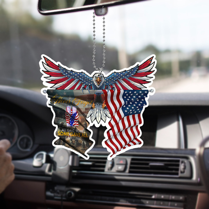 9 11 Never Forget Eagle American Flag Hanging Car Ornament Remembrance Firefighter Gifts