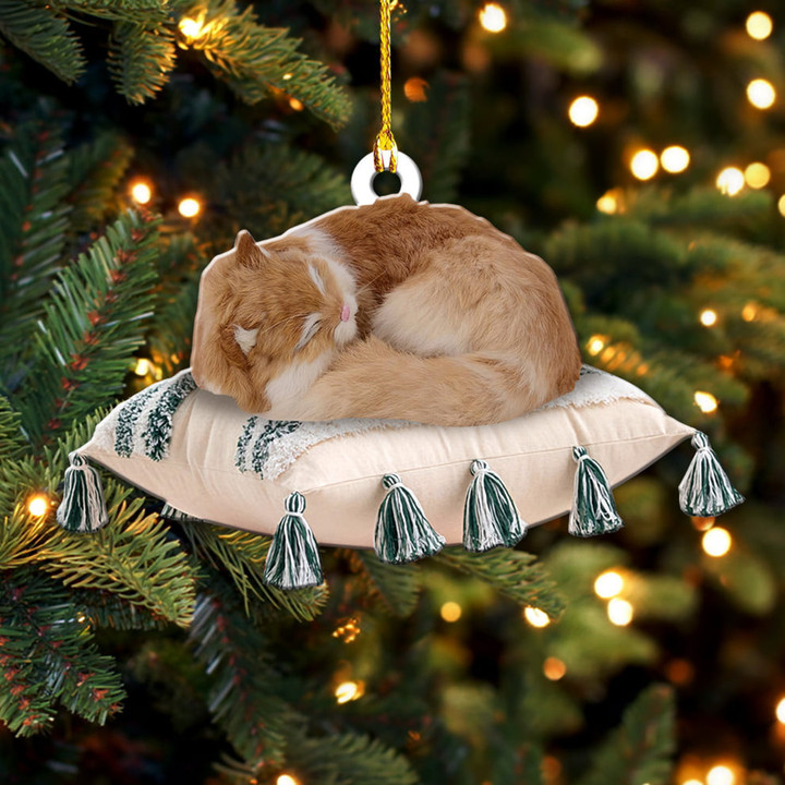 Cute Cat Sleeping On Pillow Ornament Cat Christmas Tree Ornaments Birthday Gifts For Cat Lovers