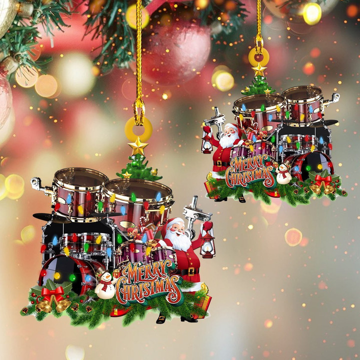 Drum Merry Christmas Ornament Santa Claus Ornament Christmas Gifts For Drummers
