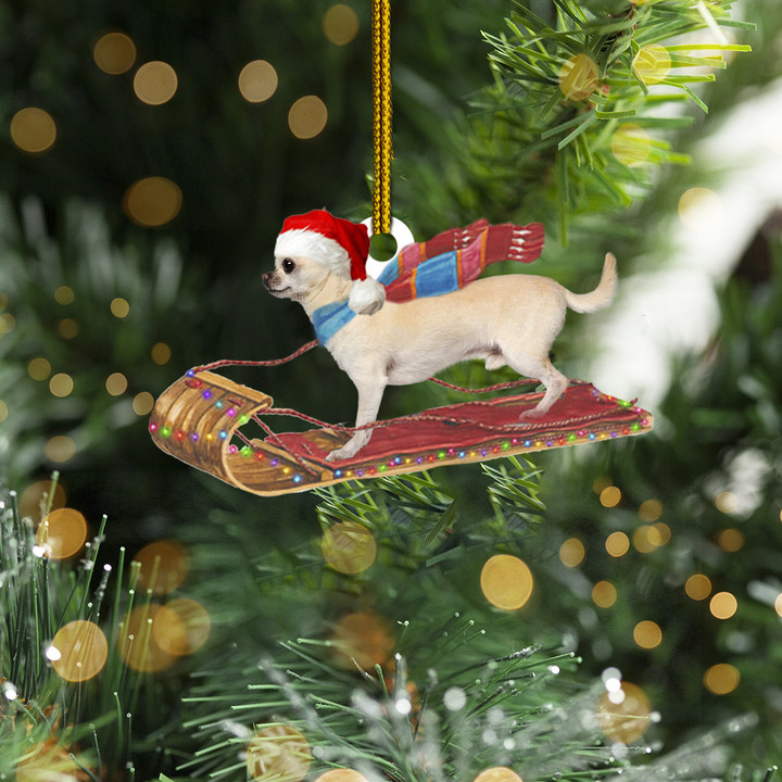 Chihuahua With Snowboard Christmas Ornament Funny Dog Ornament Christmas Gift For Best Friend