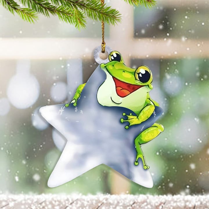 Frog With Star Ornament Frog Christmas Ornament Funny Christmas Decor