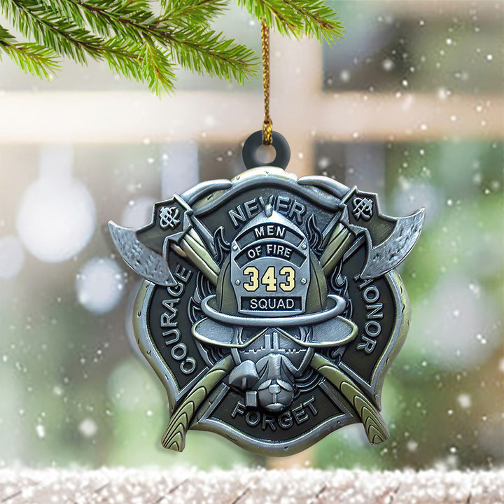 Men Of Fire 343 Squad Ornament Firefighter Logo Ornament Best Christmas Tree Decoration