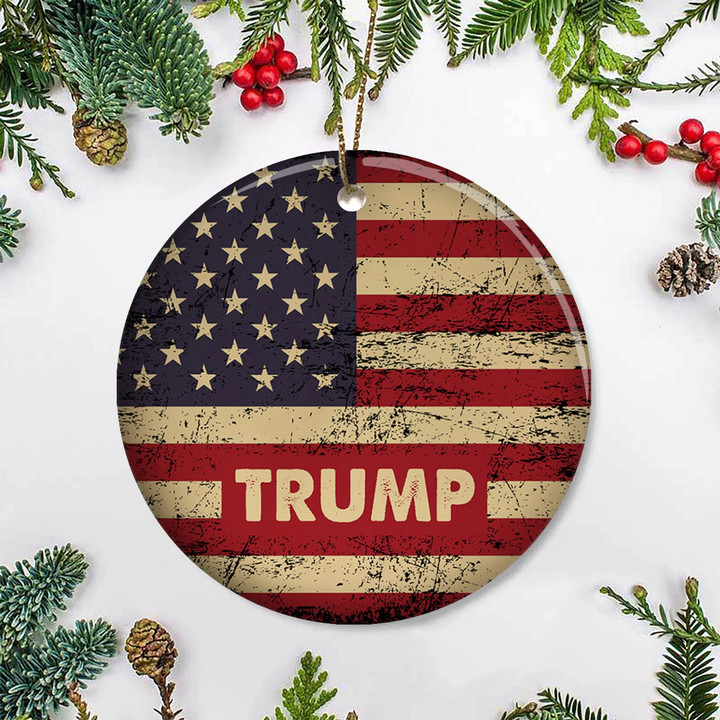 Trump American Flag Ornament US Flag Ornament Vintage Design Patriotic Gift Trump Merch