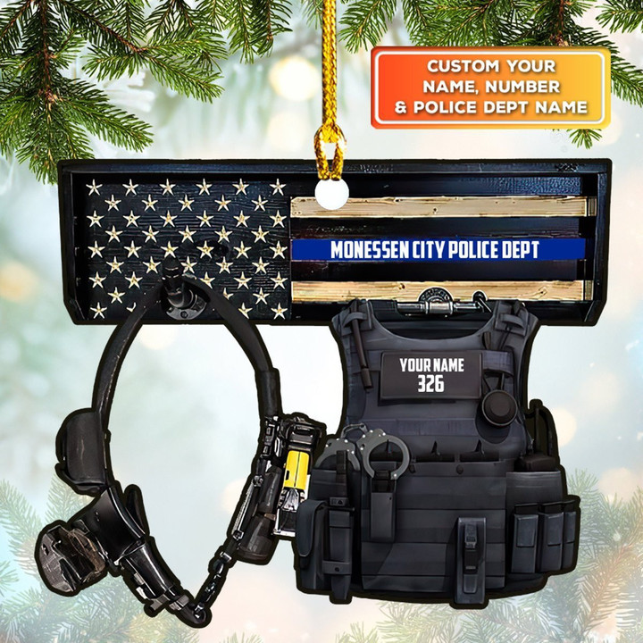 Personalized Police Thin Blue Line Ornament Personalized Police Christmas Gifts For Cops