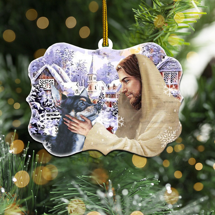 Jesus And Chihuahua Winter Christmas Ornament Dog Lover Christian Jesus Ornament Tree Decor