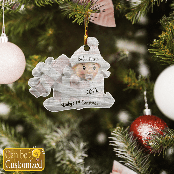Personalized Baby's 1St Christmas Ornament 2021 Cute Xmas Ornament Gift For First Time Parents