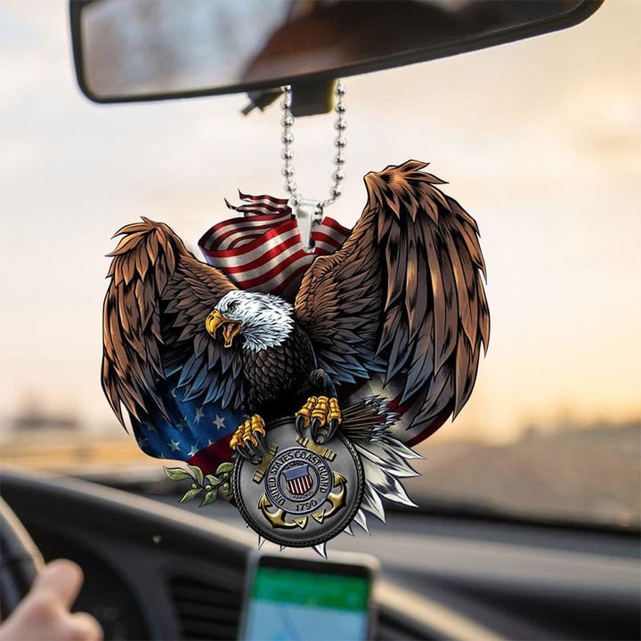 US Coast Guard Eagle American Car Hanging Ornament For Independence Day Car Mirror Hanging
