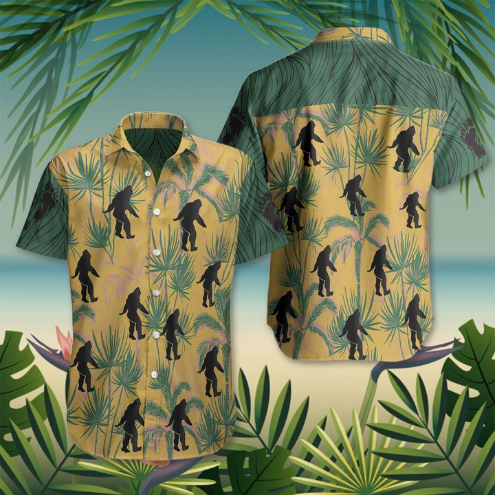 Bigfoot Hawaiian Shirt Mens Beach Button Up Shirts Best Hawaiian Gifts For Brother