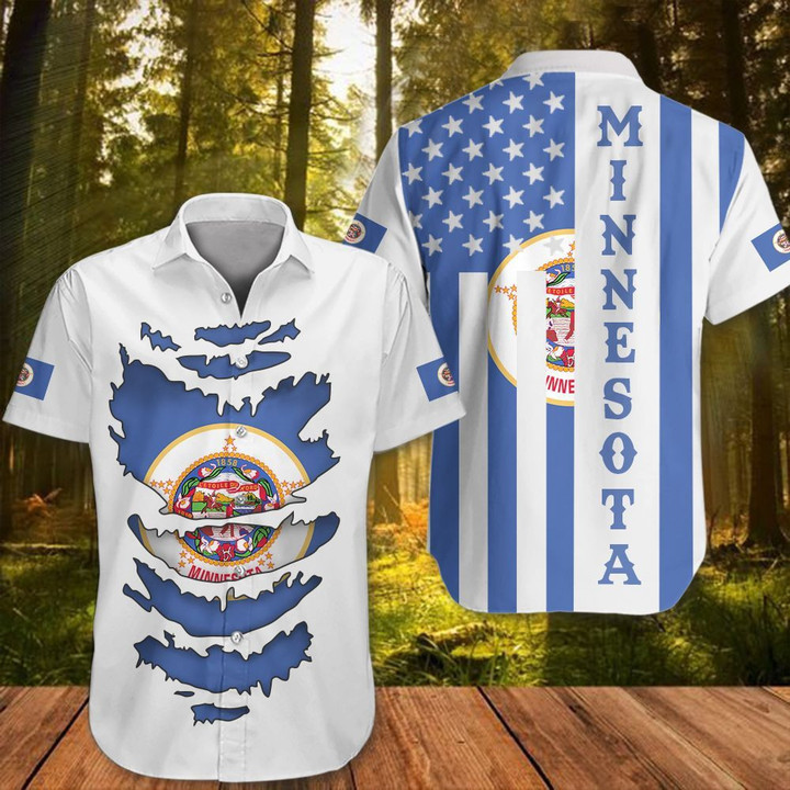 Minnesota Hawaiian Shirt Honor Flag State Of Minnesota Clothing Patriotic Apparel Unique