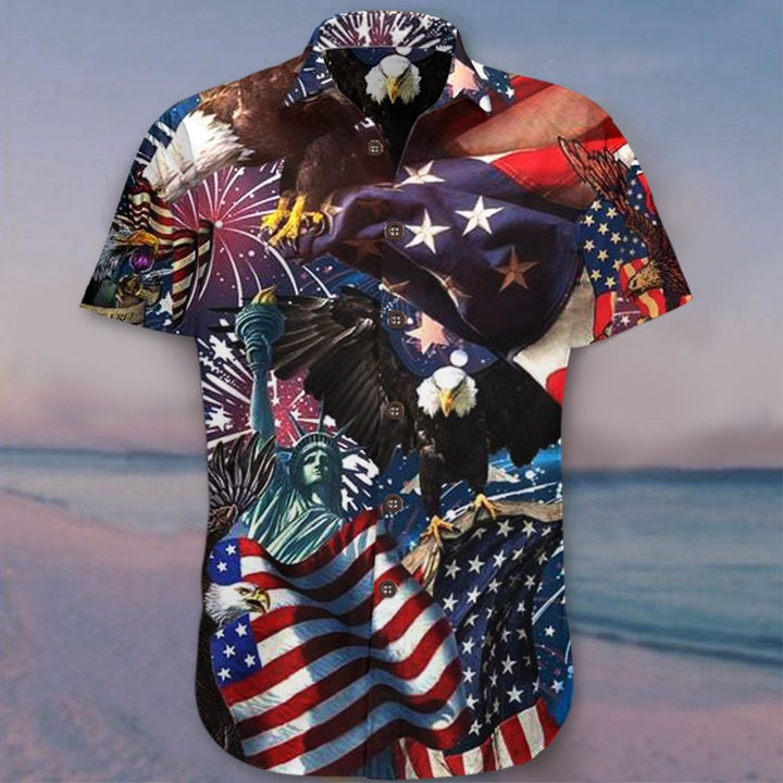 American Patriotic Eagle Hawaiian Shirt Cool Summer Shirts For Guys Best Hawaiian Gifts