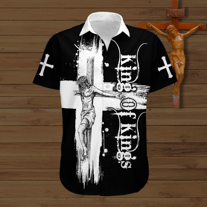 Jesus Christ King Of Kings Hawaiian Shirt Cross Christian Men's Apparel
