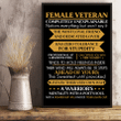 Female Veteran A Warrior's Mentality With A Poet's Soul 24x36 Poster - ATMTEE