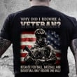Why Did I Become A Veteran Because Football Baseball And Basketball T-Shirt