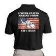Veteran Polo Shirt Gift For Dad United States Marine Corps UH-1 Huey Polo Shirt