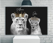 Lion Family Canvas Custom Name Wall Art Lioness And Female Cub Canvas