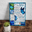 Gift For Mother's Day, Personalized Blue Butterflies Mom Canvas, To My Mom Everything I Am You Helped Me Canvas - ATMTEE