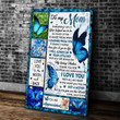 Gift For Mother's Day, Personalized Blue Butterflies Mom Canvas, To My Mom Everything I Am You Helped Me Canvas - ATMTEE