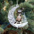 Boston Terrier Diamond Moon Shaped Flat Acrylic Moon Ornament