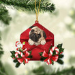Pug Christmas Letter Shaped Ornament , Acrylic Dog Christmas Ornament Xmas Dog Gifts