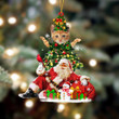 Cat And Santa Christmas Tree Shaped Ornament for Dog Lovers Acrylic Ornament