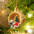 Pug Sleeping In A Cup Christmas Ornament, Flat Acrylic Dog Christmas Ornament