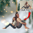 Custom Photo Father And Daughter Christmas Ornament for Family Tree Hanging Decor 2D Flat Ornament