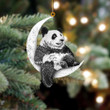 Panda Sits On The Moon Flat Acrylic Hanging Ornament Animals Shaped