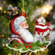Poodle 2 and Santa Christmas Ornament for Dog Lovers, Dog Mom Acrylic Dog Ornament