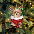 Cavachon 1 In Snow Pocket Christmas Ornament Flat Acrylic Dog Ornament