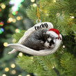 Personalized Black Schnauzer Sleeping Angel Christmas Flat Acrylic Dog Ornament Memorial Dog Gift